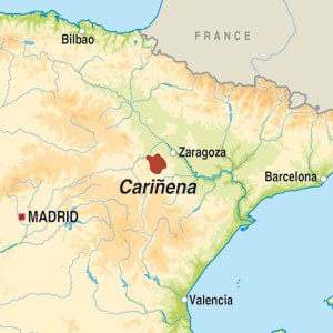 Map showing Cariñena DO