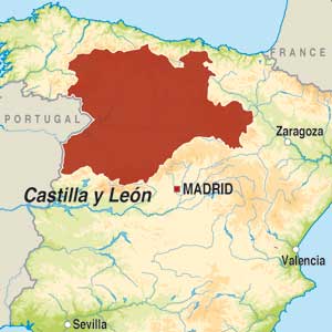 Map showing Vino de la Tierra de Castilla y León