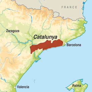 Map showing Conca de Barbera DO