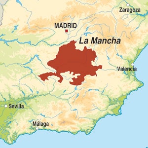 Map showing Vino de la Tierra de Castilla