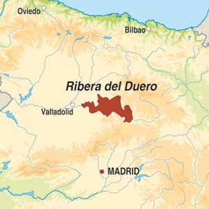Map showing Ribera del Duero DO