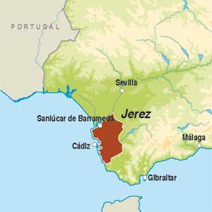 Map showing Sanlucar de Barrameda