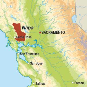 Map showing Napa Valley