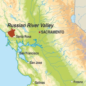 Map showing Russian River