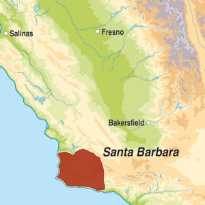 Map showing Santa Barbara County