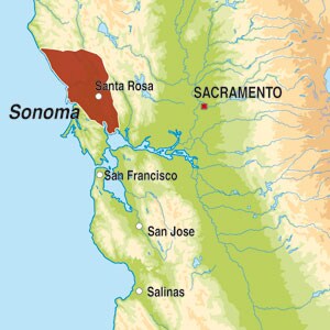 Map showing Dry Creek Valley