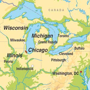 Map showing Illinois