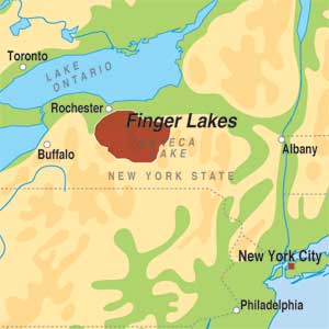 Map showing Finger Lakes