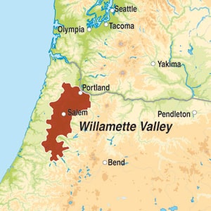 Map showing Willamette Valley